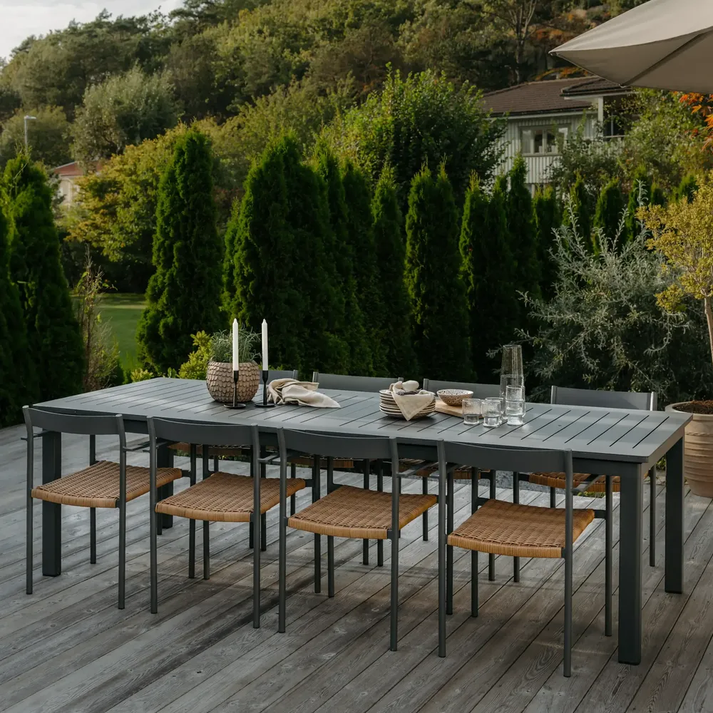 Lomma Dining Table 100x260-380 cm Anthracite