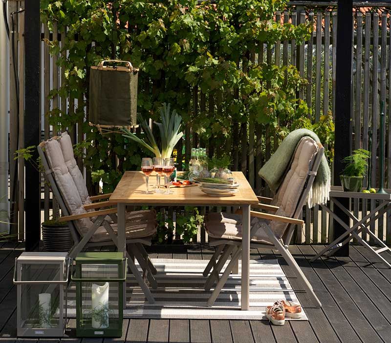 Lyon dining table 92x152-210 cm khaki/teak