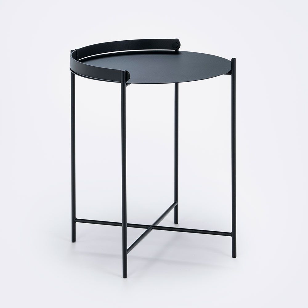 Edge side table 46 cm black steel