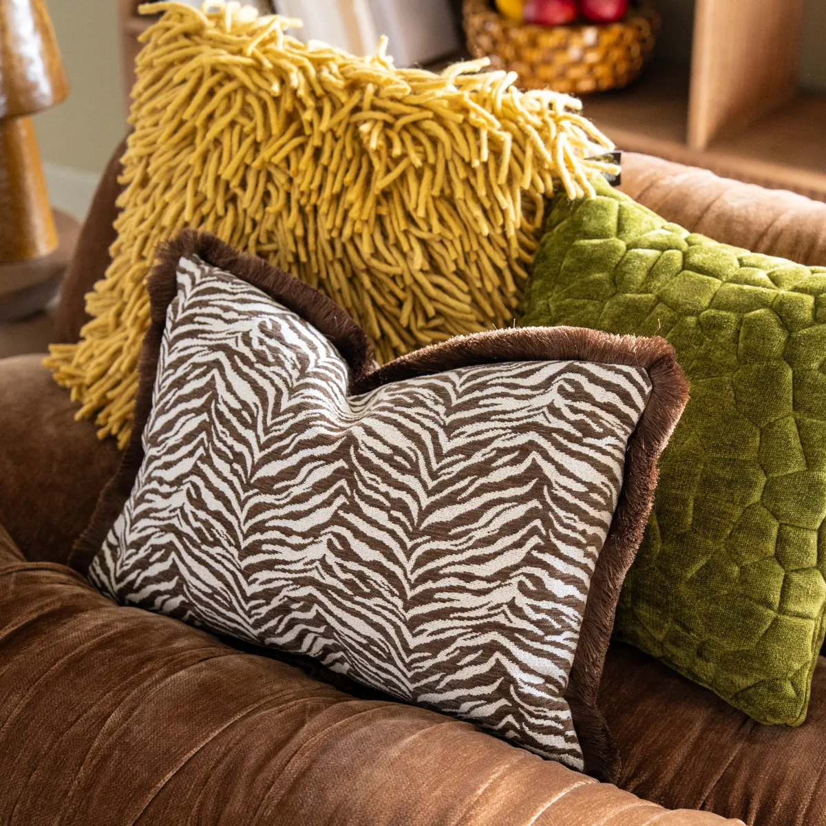 Decorative Cushion with Fringes Tigra Brown 40x60 cm