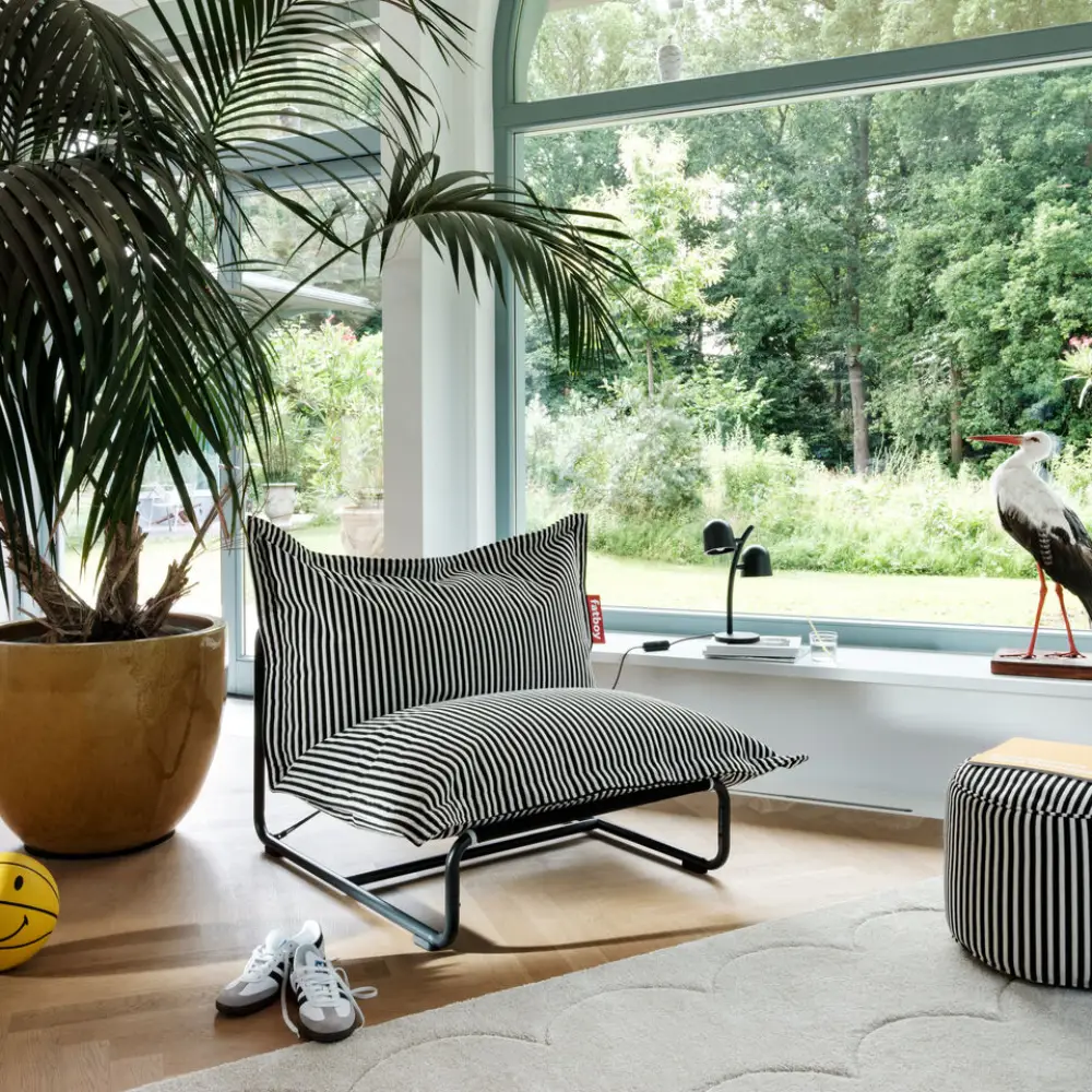 point terry pouf black creme