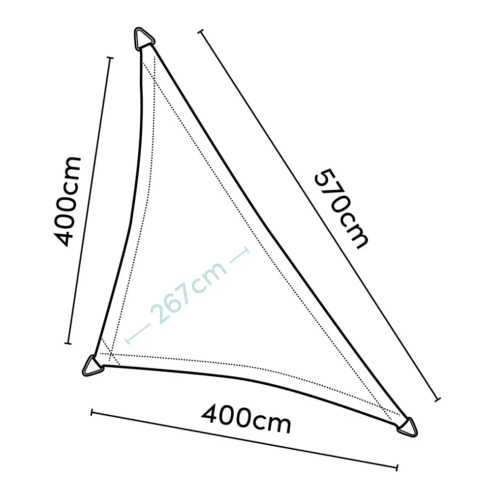 Coolfit triangular sun shade 90° 400x570cm beige