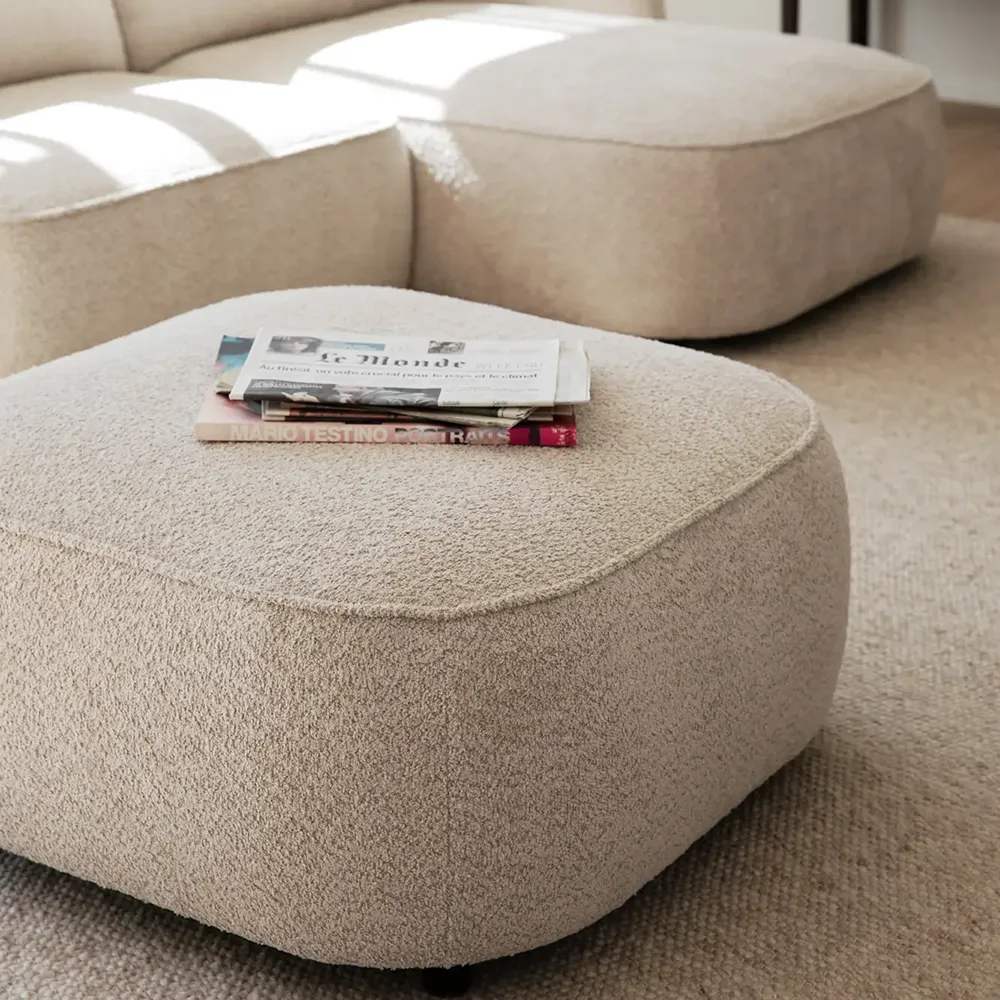 Norris footstool light beige fabric Anna light beige