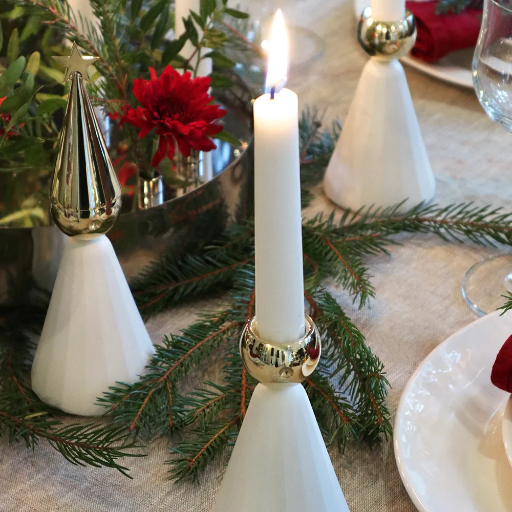 Soprano candlestick Brass and white lacquered aluminium