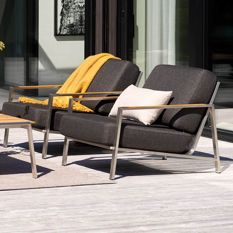 Naos armchair stainless steel/nearly black