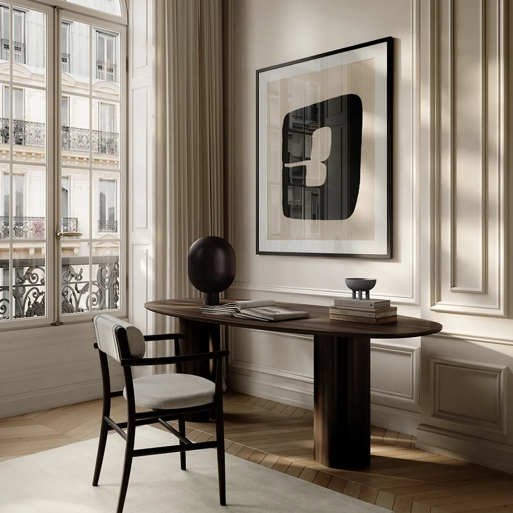 Nama Dining Chair, Armrest - Coffee Black, Linen