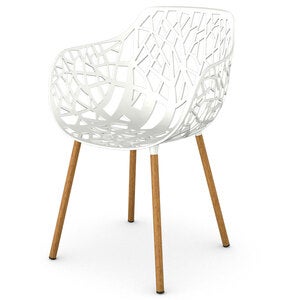 Forest armchair with Iroko upholstered legs White