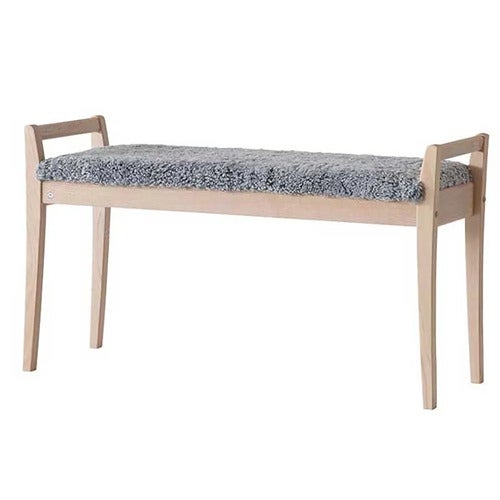 Meja Bench White oiled Oak/Sheepskin Light grey