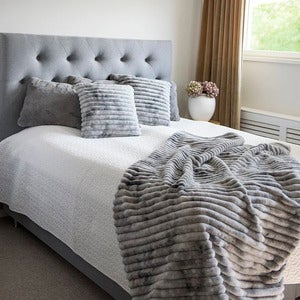 Stripy ornamental cushion 45x45 cm Stone