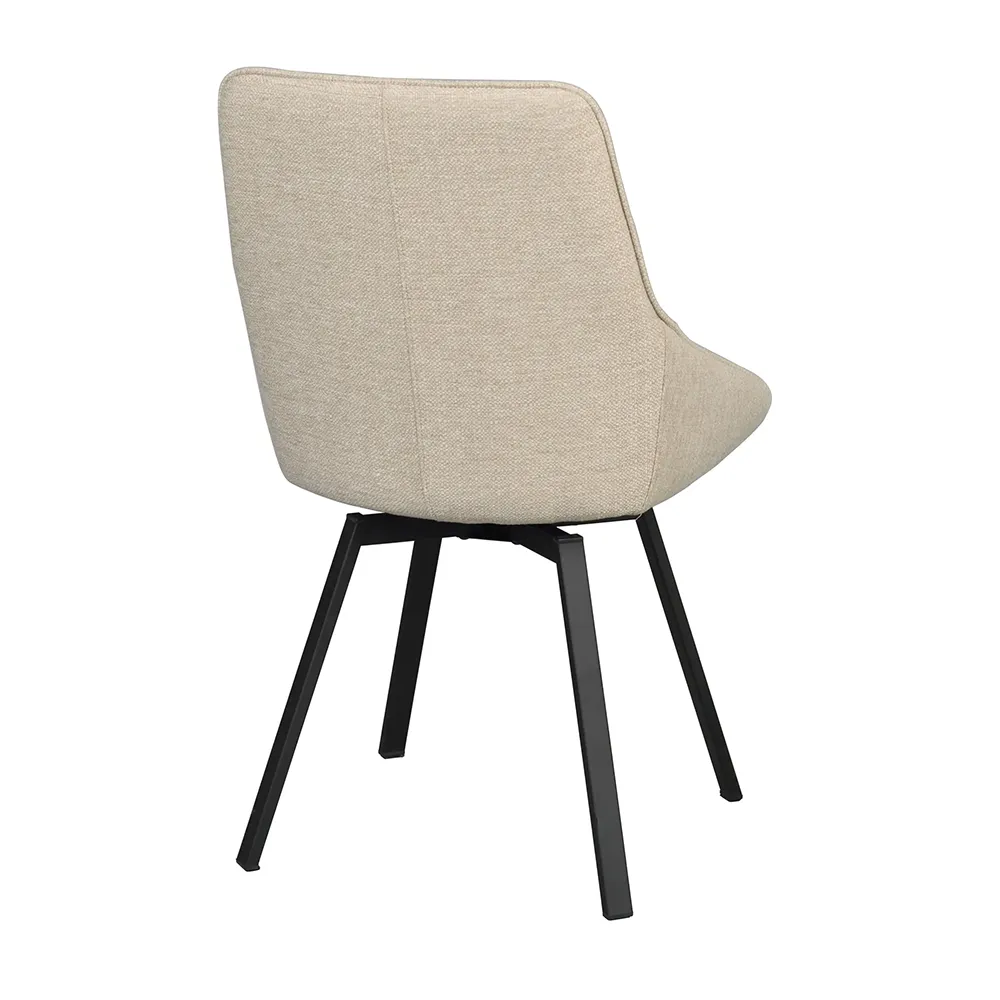 Alison dining chair lightbeige fabric/black metal legs