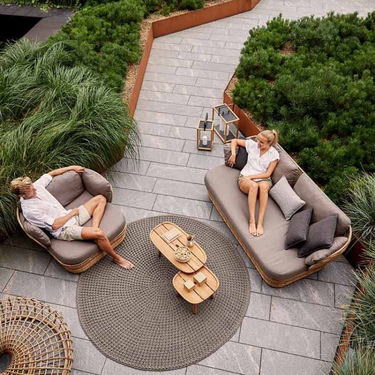 Lounge Armchair Basket Natural Wicker Incl Light Cane-Line Airtouch Cushion Set