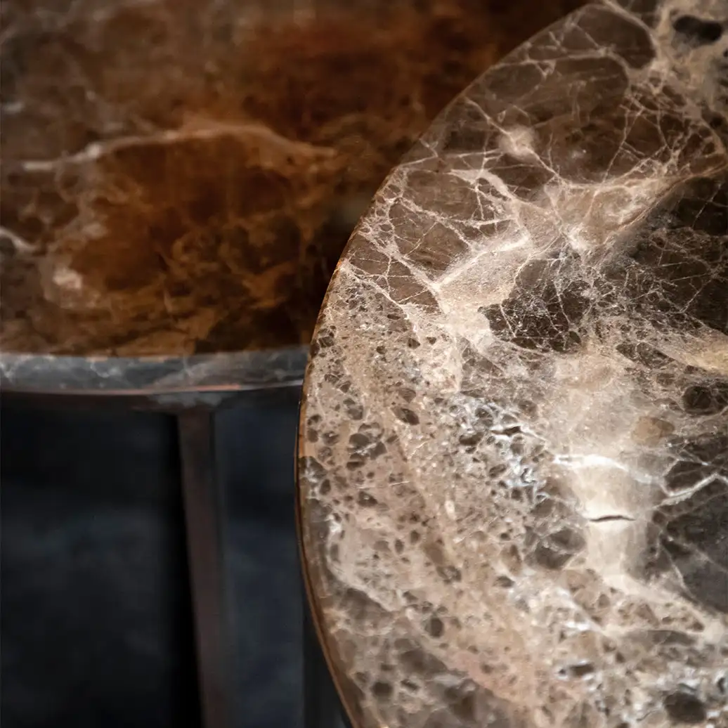 Cedes Coffee Table Brown Marble Ø100 Cm