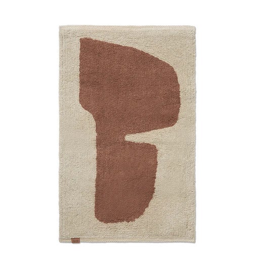 Washable Bath Mat in Organic Cotton Parchment/Rust