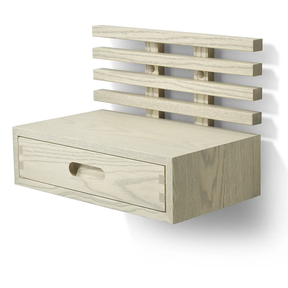 Zece Bedside Table with Drawer Grey Oiled Ash