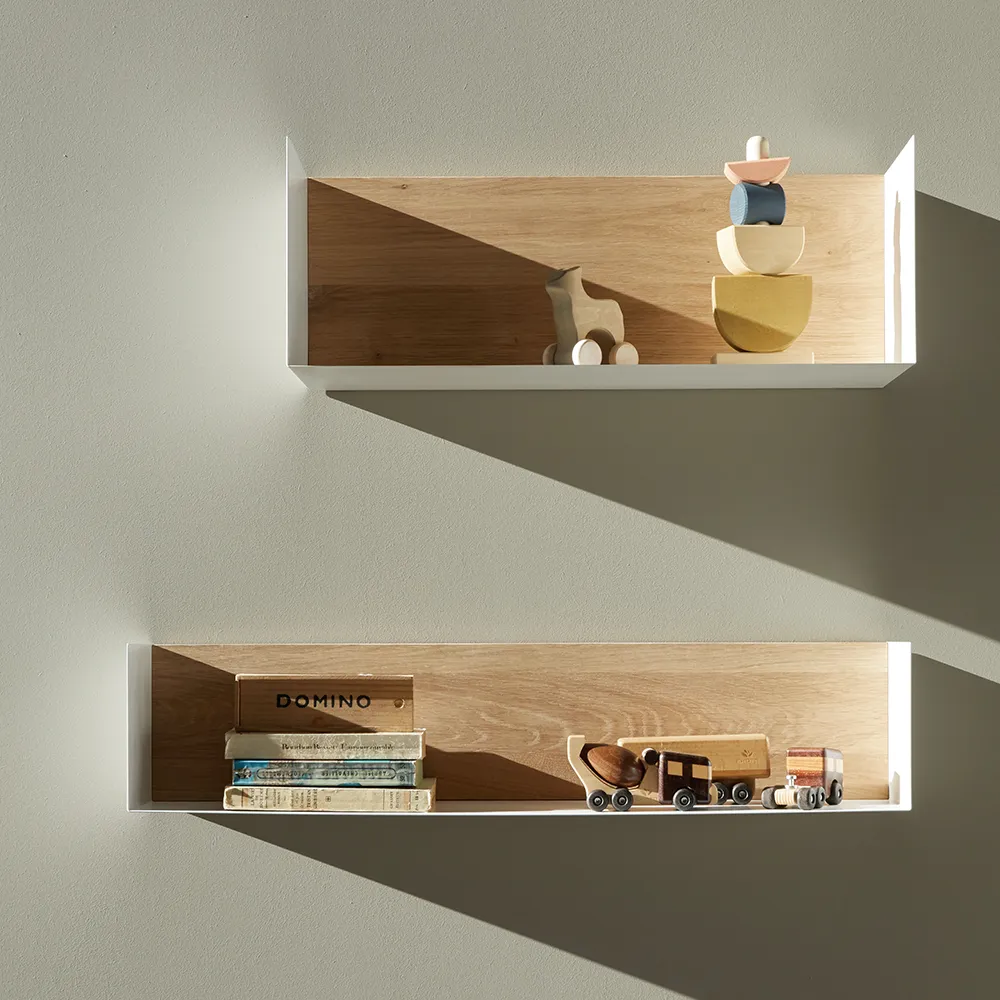  U shelf 70x15 cm oak/white metal