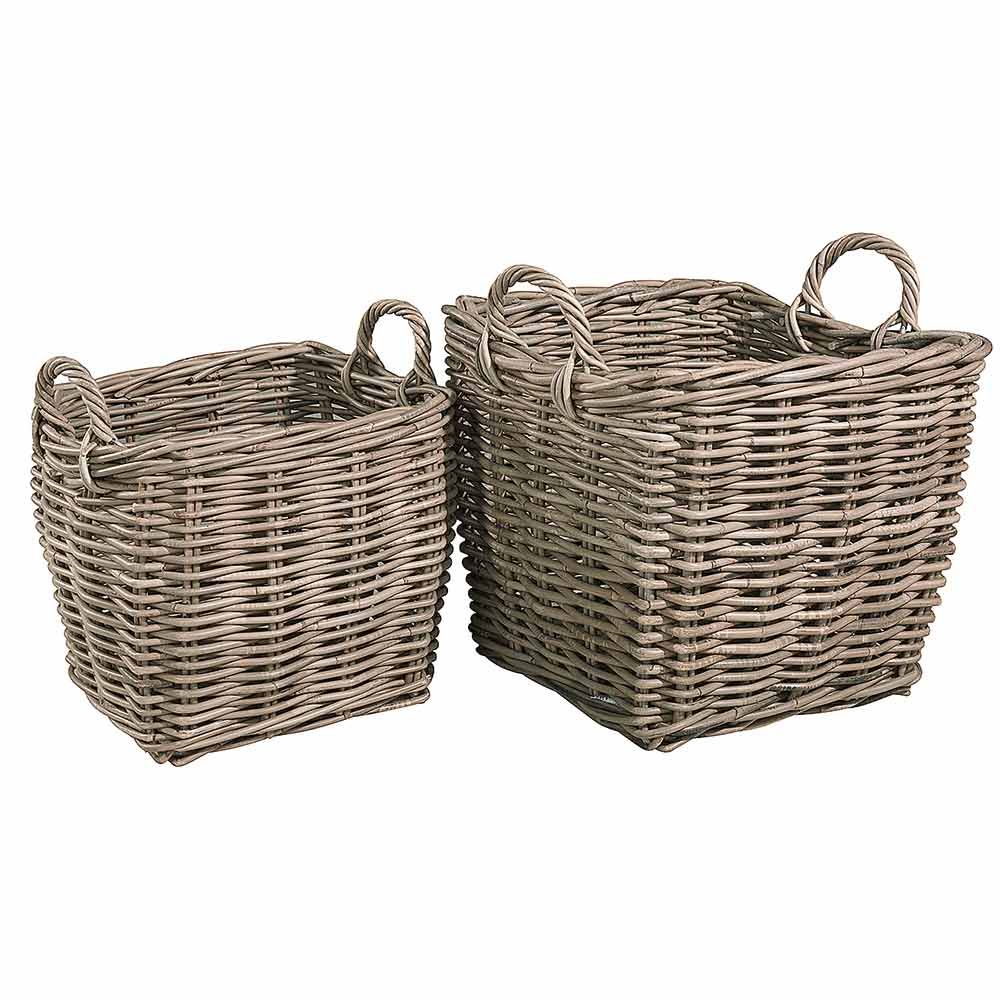 Square Storage Baskets Rattan