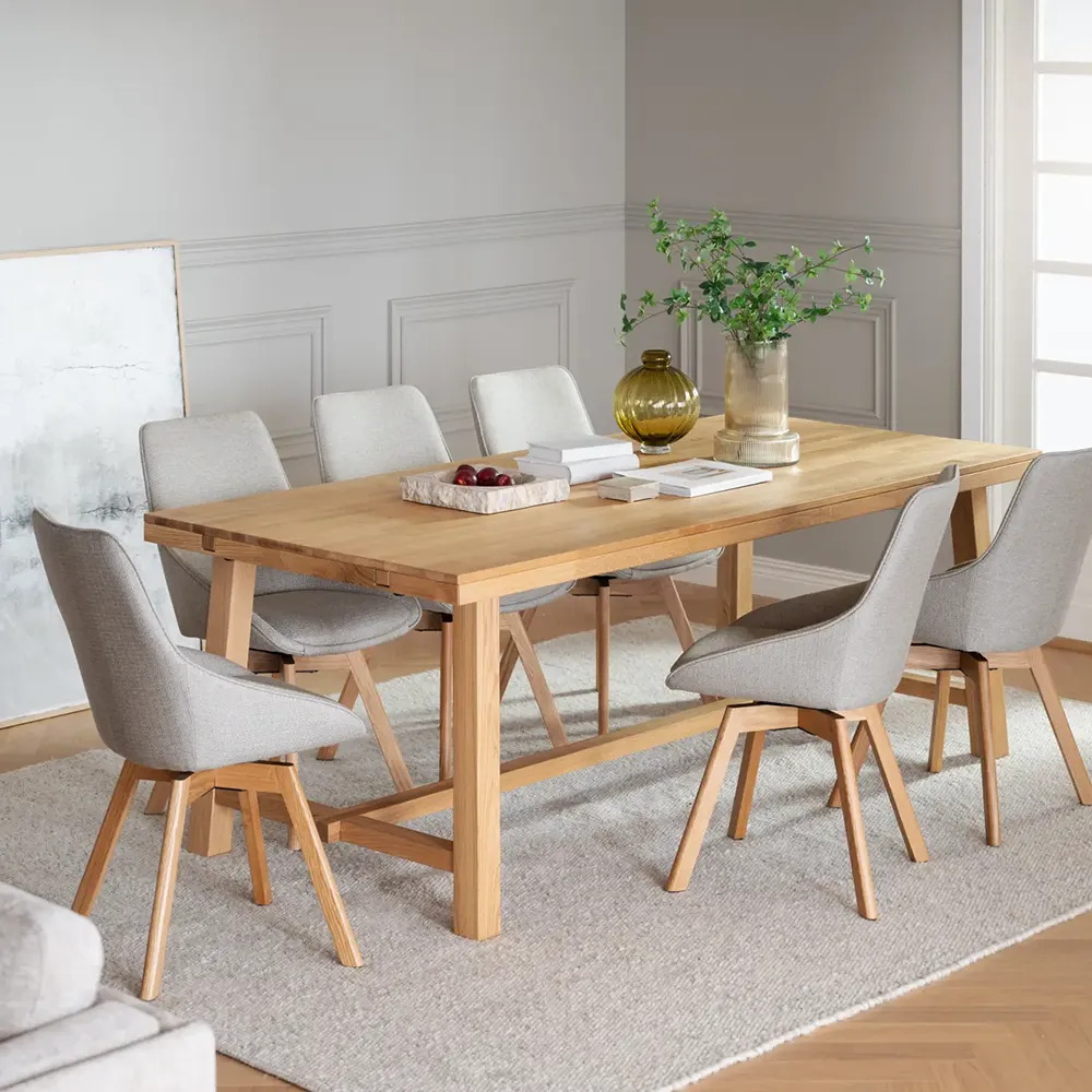 Alison dining chair beige fabric/oak legs