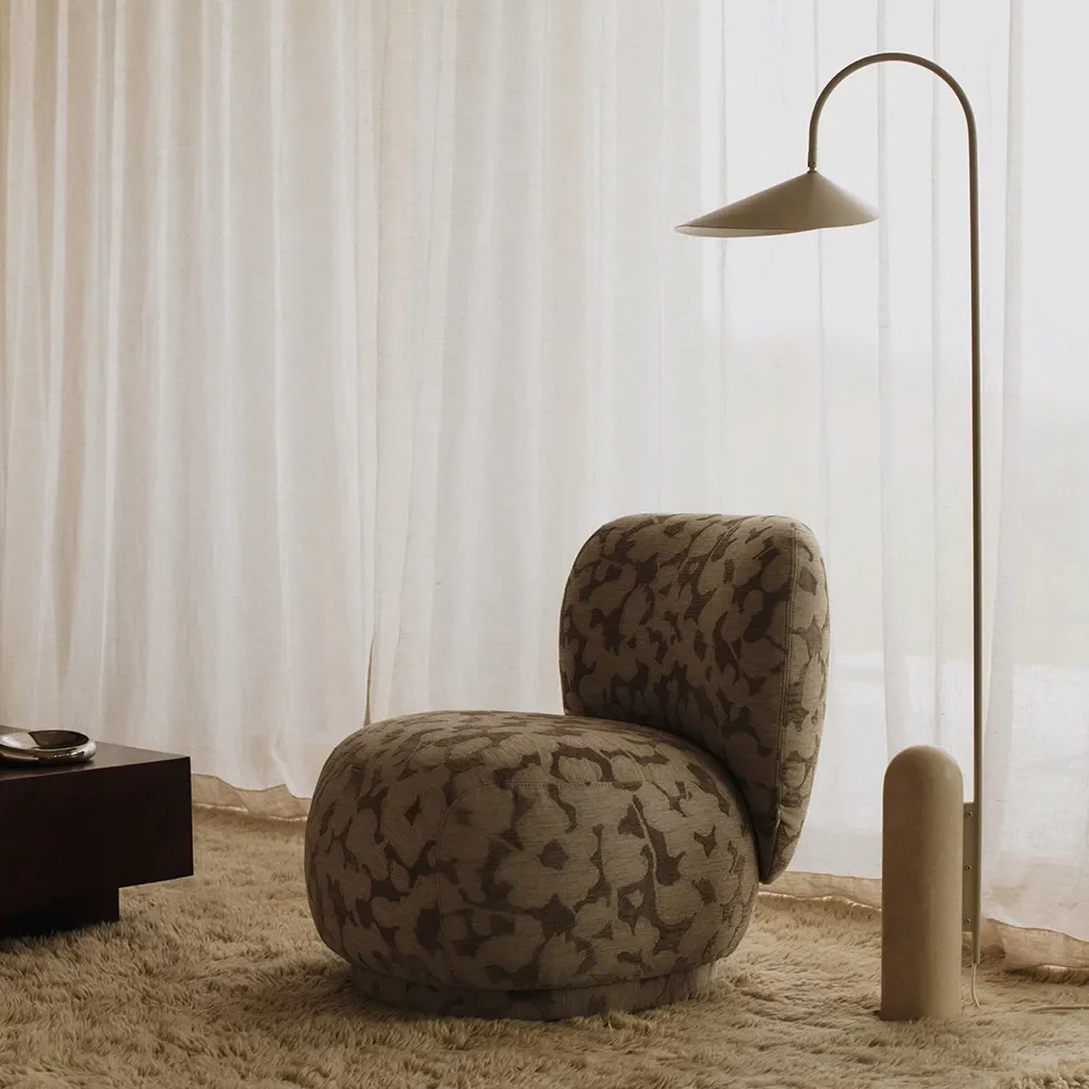 Adjustable Floor Lamp with Travertine Base Arum Cashmere