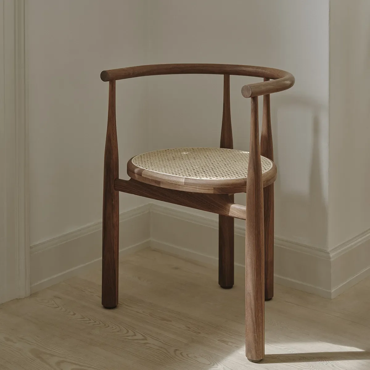Dining Chair Bukowski Cane Walnut with armrest