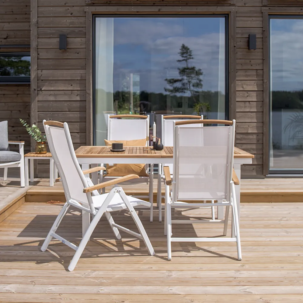 Panama Positioning Chair White/Teak 2-pack