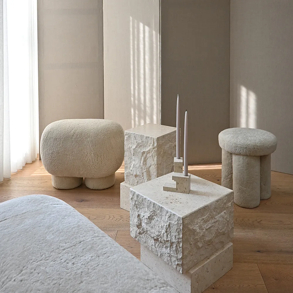 Temple Coffee Table, Low - Limestone