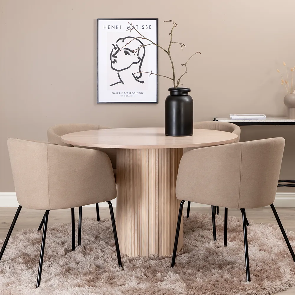 Bianca Dining table Ø110 White plastered