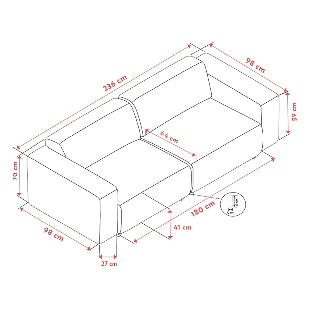 Willard sofa 3-seater fabric Brenda beige
