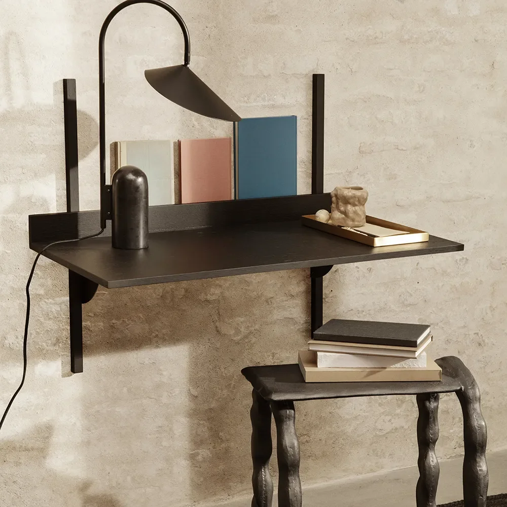 Sector Wall-mounted desk - Black Ash/Black Brass