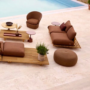 Circle footstool extra large Umber brown Soft Rope