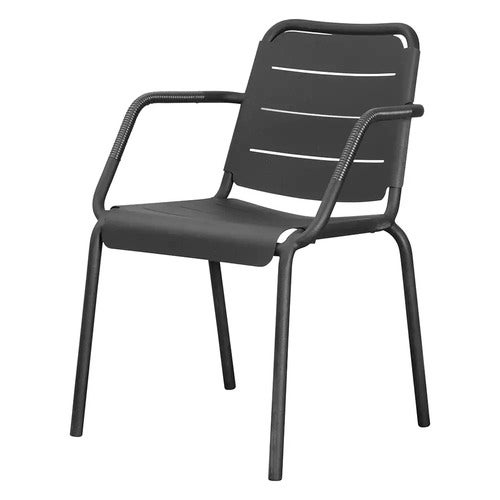 Copenhagen armchair stackable Weave Lava grey aluminium