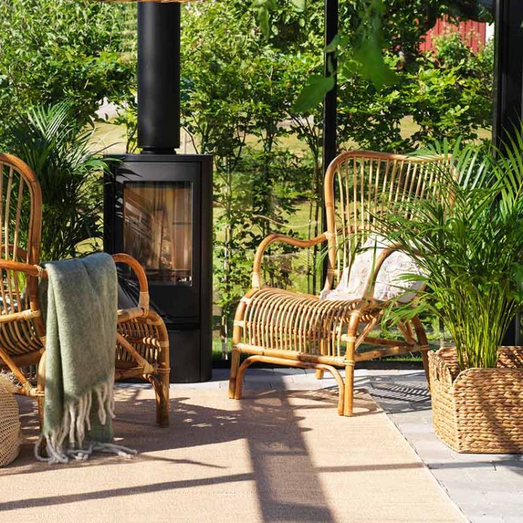 Vallda rattan wingback armchair