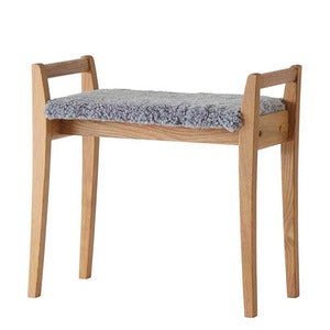 Meja Stool Lacquered Oak/Sheepskin Light Grey