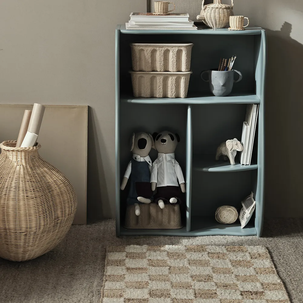 Handwoven Wool Rug Check 70x180 cm Coffee