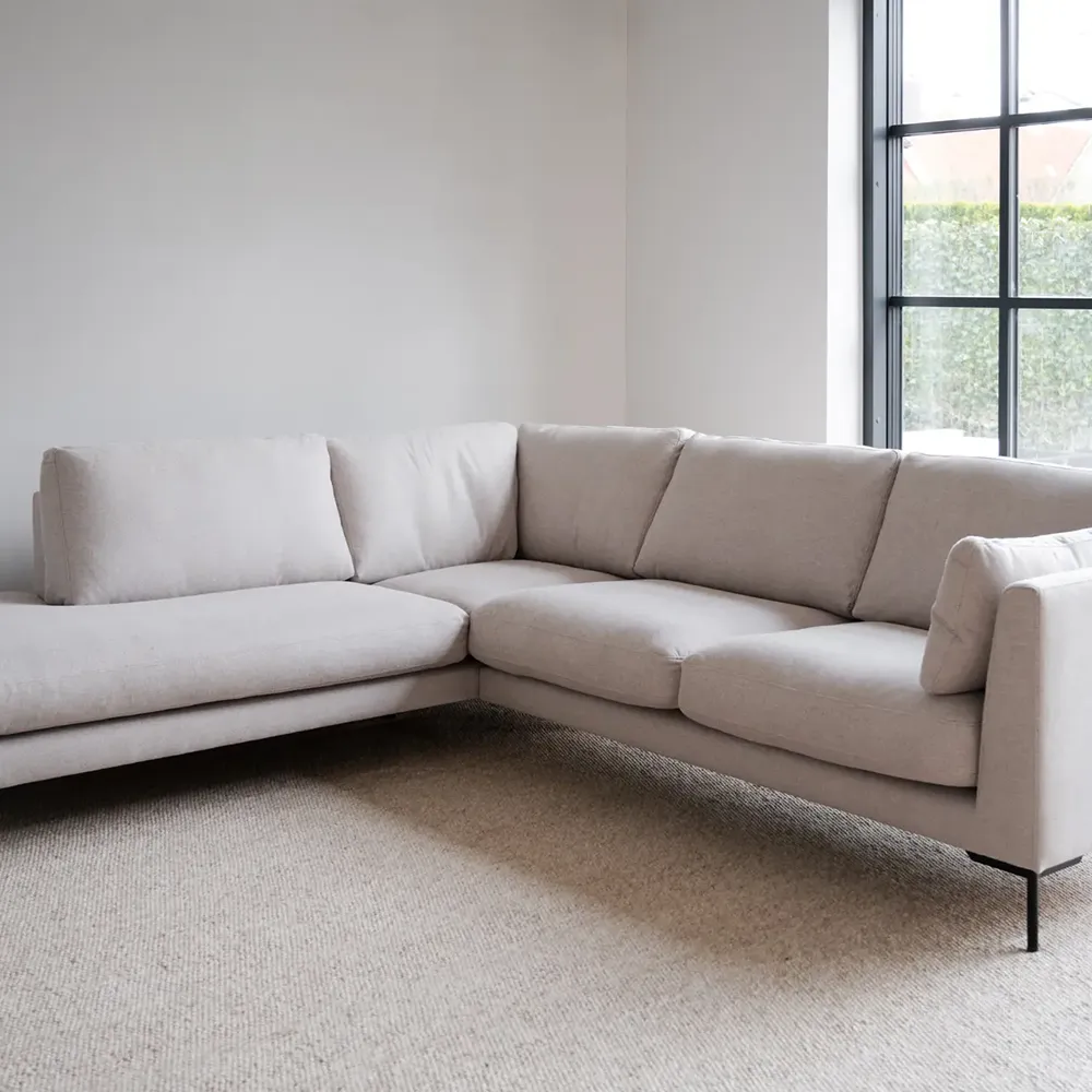 Corwin corner sofa 2.5+2.5-seater open end left fabric Rita light beige