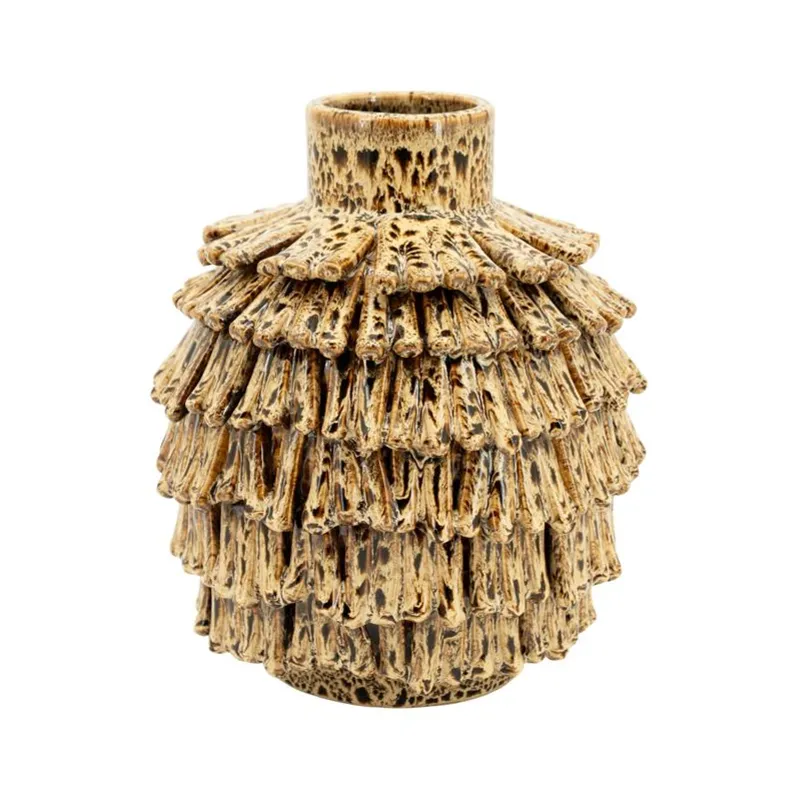 Frappe small Vase 23,5x23x26,5 cm Earthenware Brown