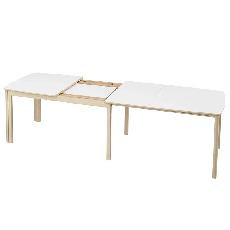 SM107 Dining table 101x160-316-368 cm White oiled oak - White laminate