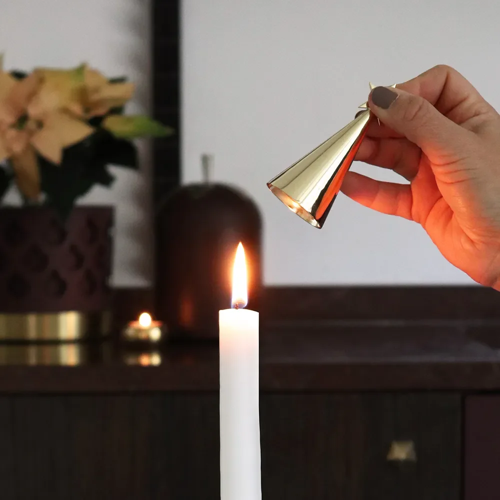 Soprano candlestick Brass and white lacquered aluminium