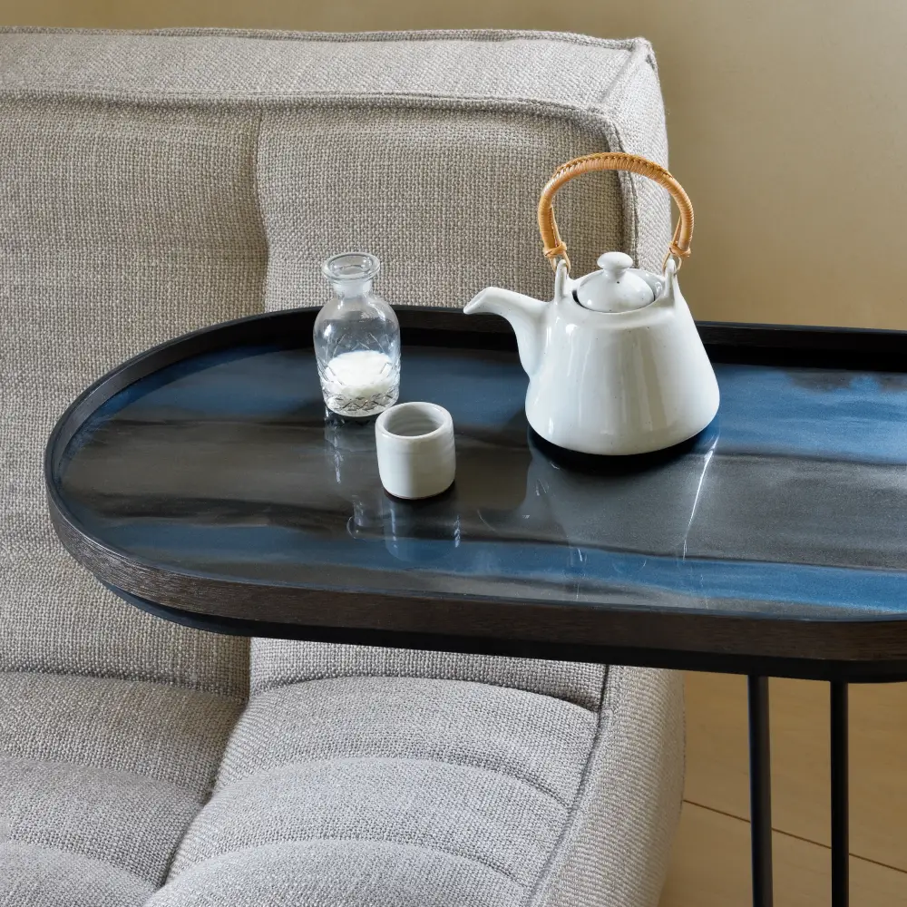 Organic glass tray oval M Graphite