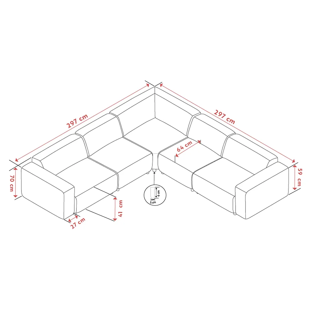 Willard corner sofa 3+3-seater fabric Brenda beige