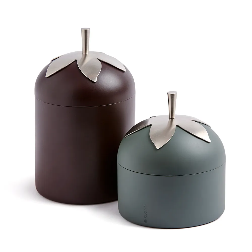 Blad Small Jar Ø13xH15 cm Stainless steel, Förnicklad Brass Klong