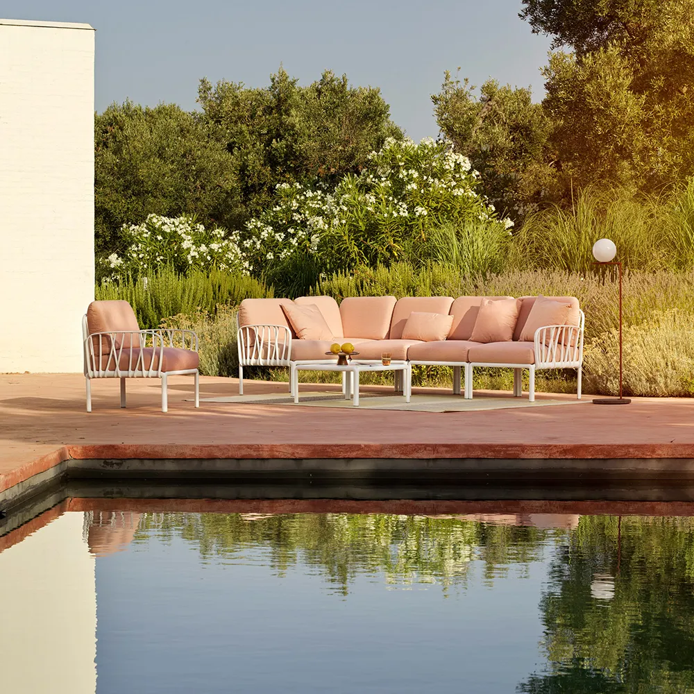 Komodo 5 corner sofa Tortora - Canvas Sunbrella