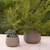 Soil pot rund stor Taupe structure, fiberglas