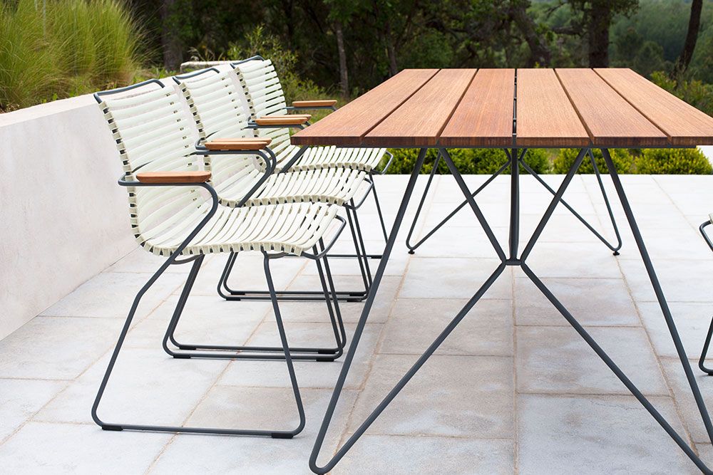 Sketch dining table grey 88x220 cm bamboo