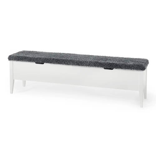 Klinte bench 160 cm white with genuine sheepskin