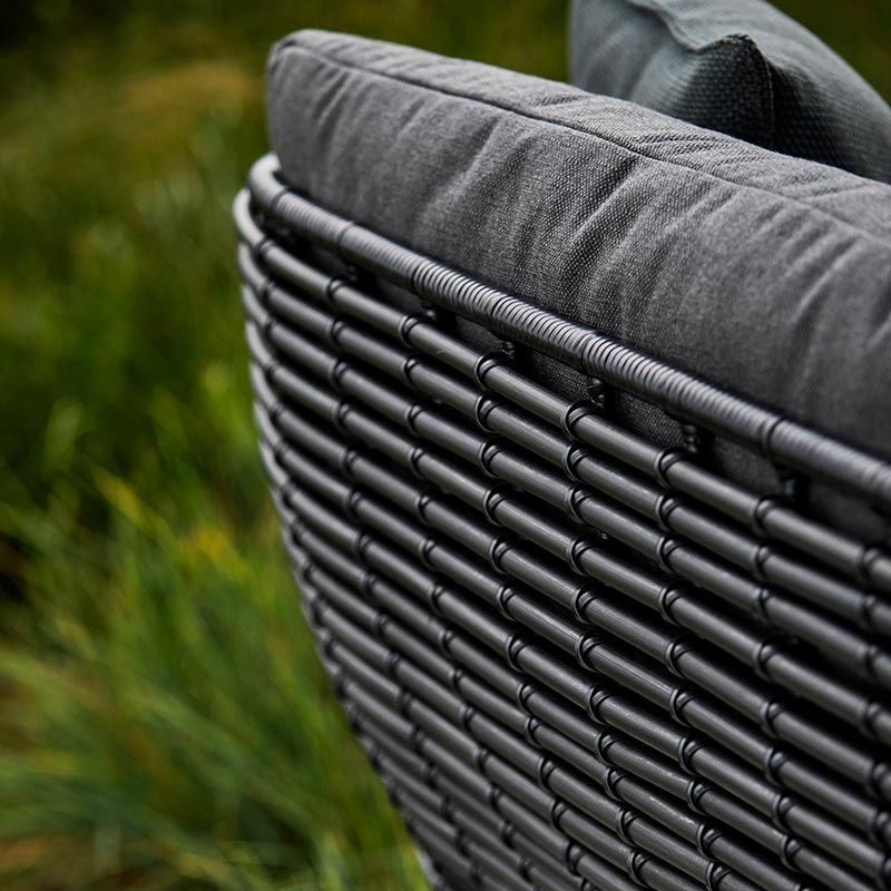Lounge sofa Basket Graphite Artificial rattan Incl Grey Airtouch Cushion set
