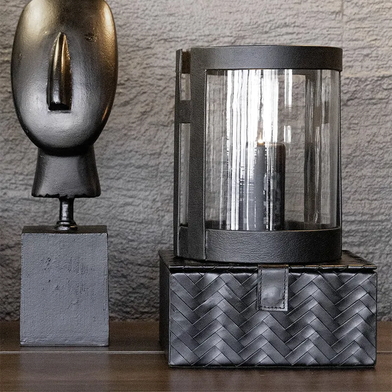 Fontana 3-set leather boxes black