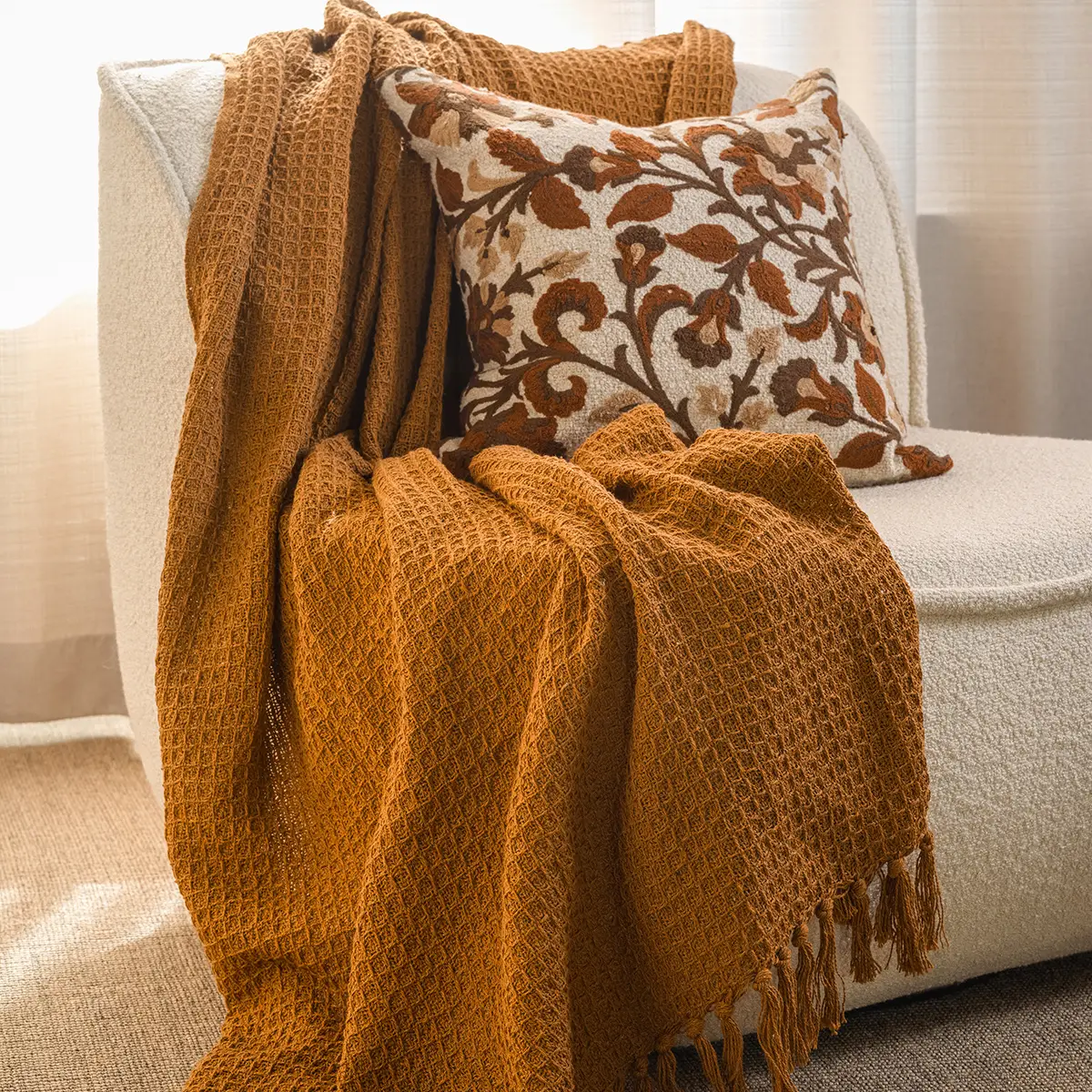 AGNES Cushion cover Brown/white 