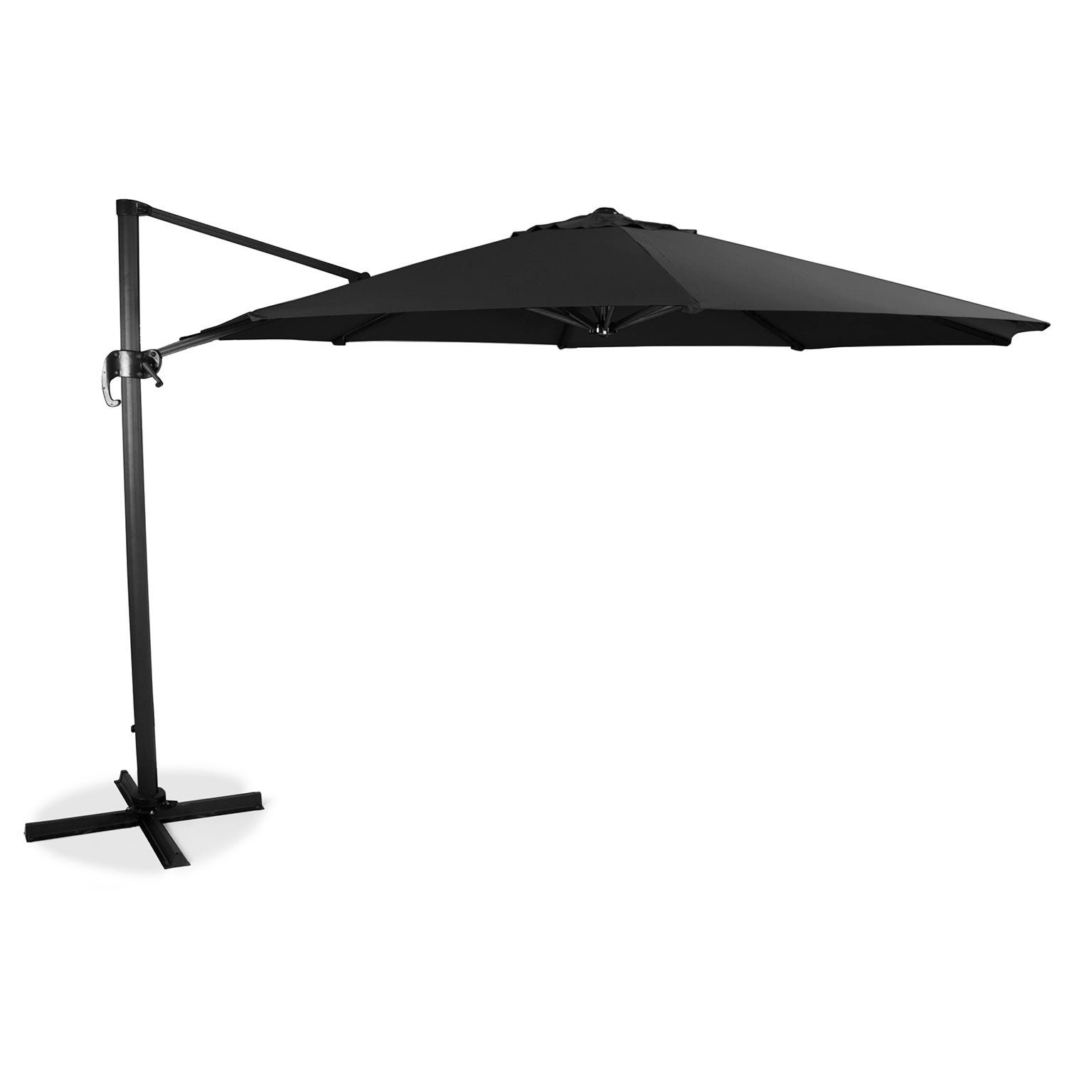 Hanging parasol 350 cm black aluminum 