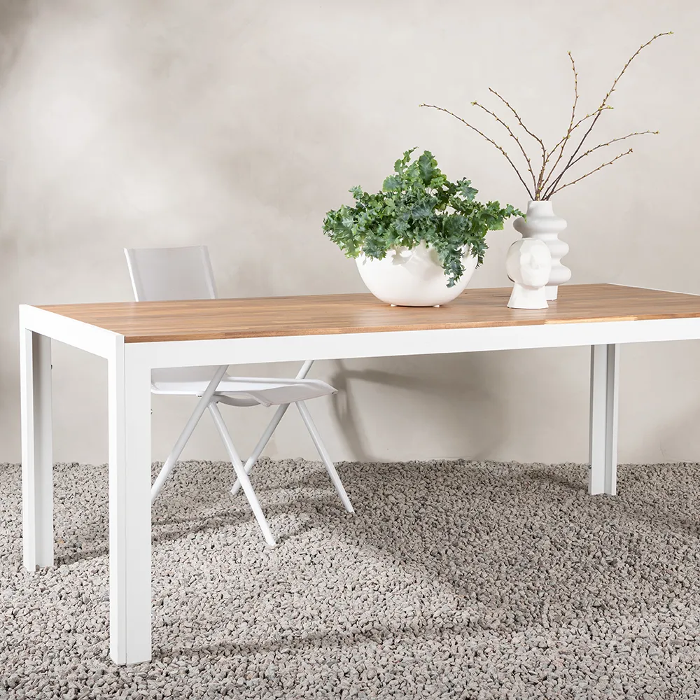 Bois dining table 90x205 cm White/Acacia