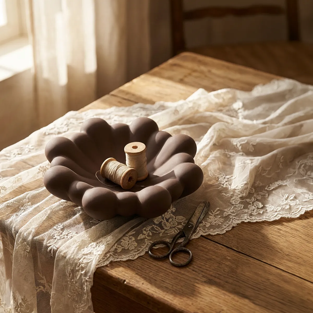 Handmade Decorative Bowl Bloom Chocolate Brown Ø 28,5 cm